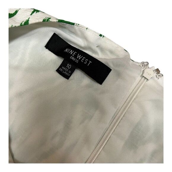 Nine West Dress WMNS 10 Green Vintage Geometric Summer Sheath Work‎ Office Print - Picture 6 of 10